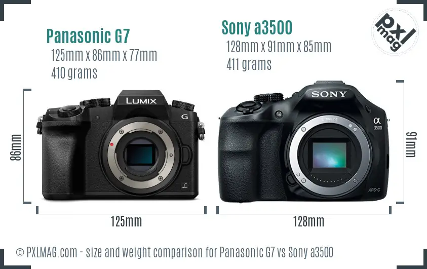 Panasonic G7 vs Sony a3500 size comparison