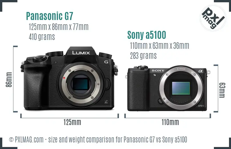 Panasonic G7 vs Sony a5100 size comparison Panasonic G7 vs Sony a5100 size comparison