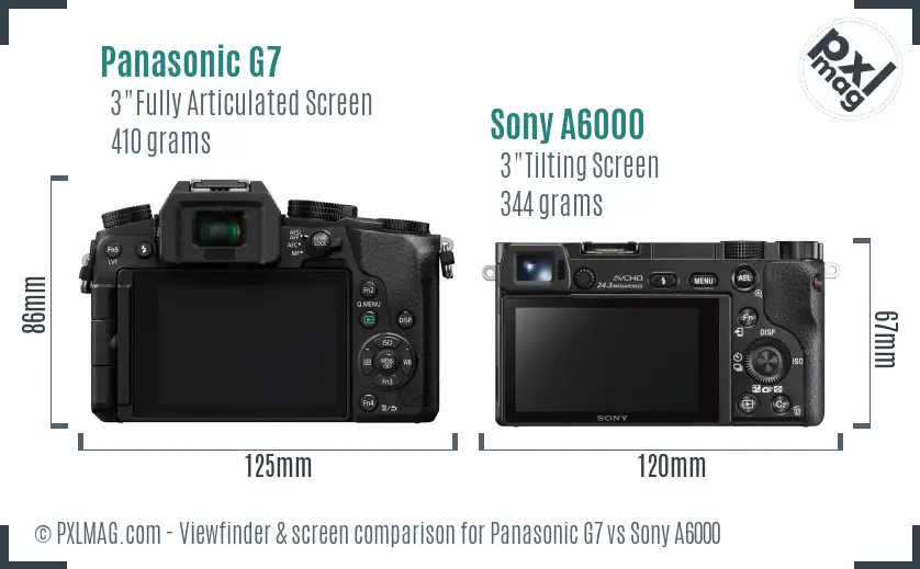 Panasonic G7 vs Sony A6000 Screen and Viewfinder comparison