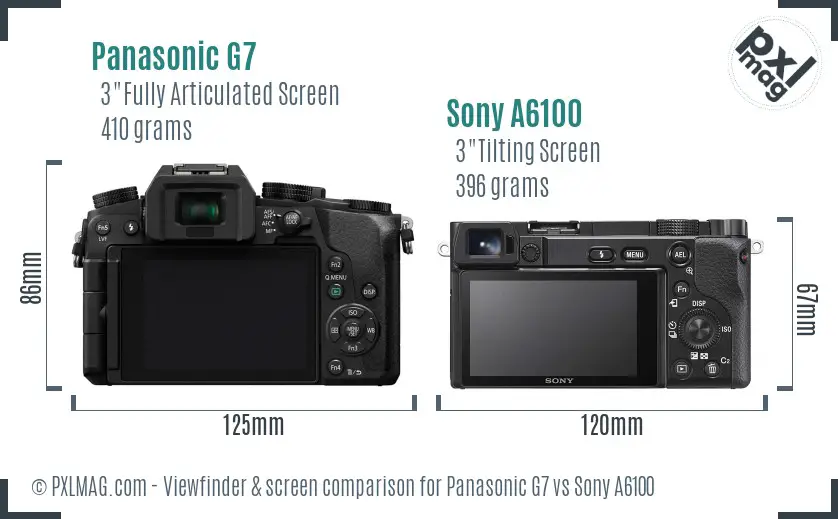 Panasonic G7 vs Sony A6100 Screen and Viewfinder comparison