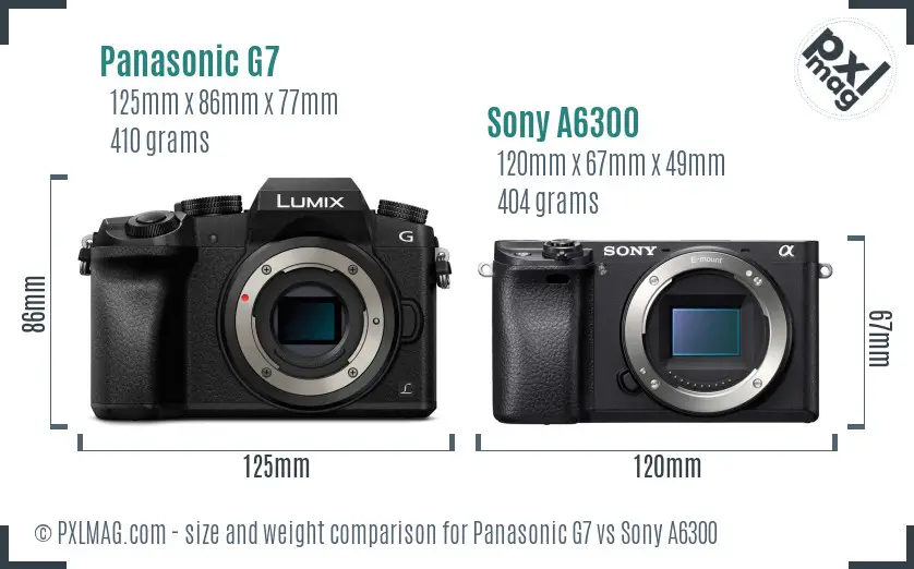 Panasonic G7 vs Sony A6300 size comparison