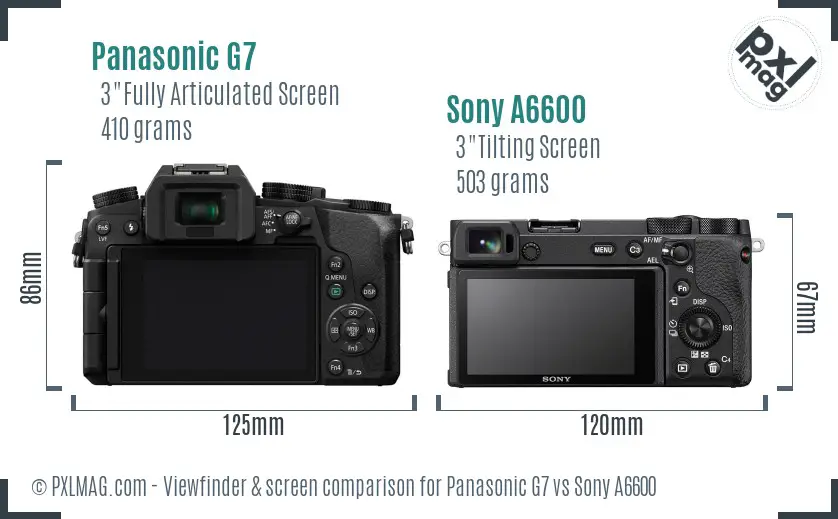Panasonic G7 vs Sony A6600 Screen and Viewfinder comparison