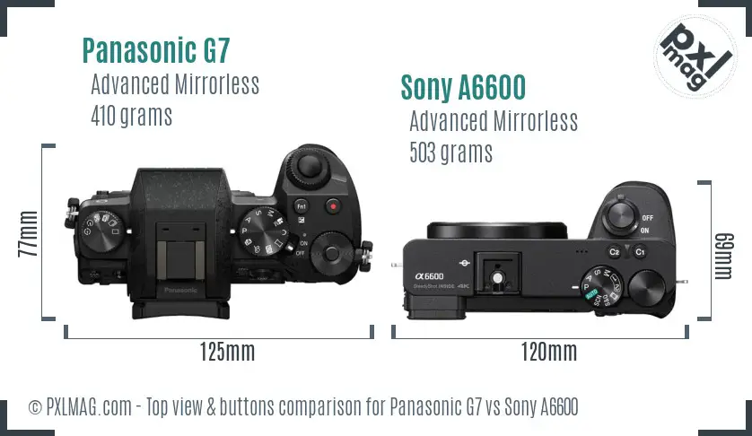 Panasonic G7 vs Sony A6600 top view buttons comparison