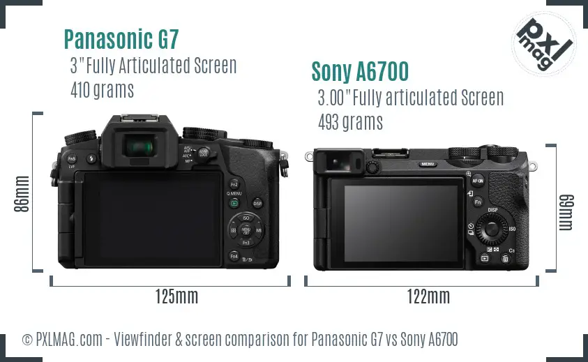 Panasonic G7 vs Sony A6700 Screen and Viewfinder comparison