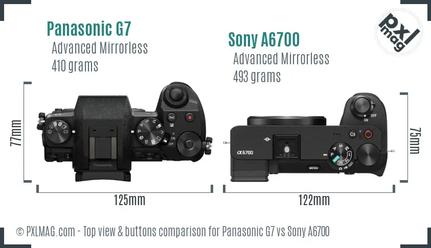 Panasonic G7 vs Sony A6700 top view buttons comparison