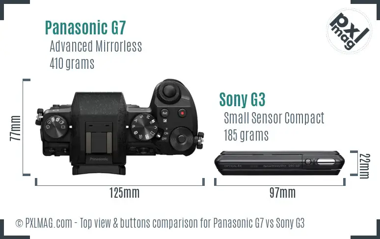 Panasonic G7 vs Sony G3 top view buttons comparison