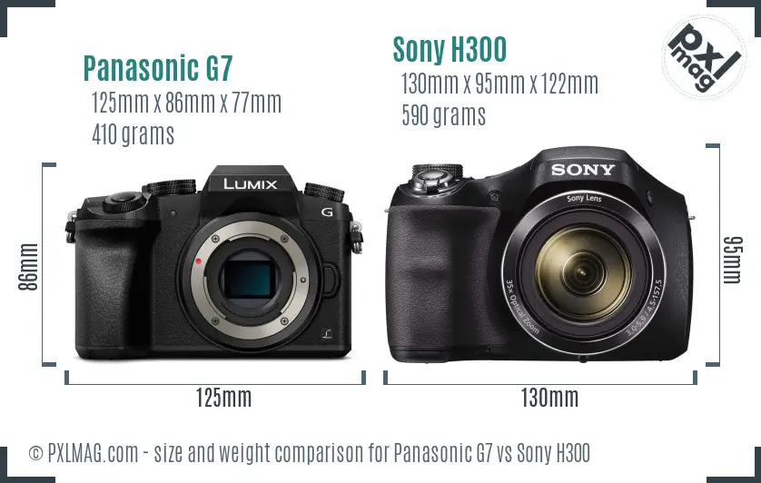 Panasonic G7 vs Sony H300 size comparison Panasonic G7 vs Sony H300 size comparison