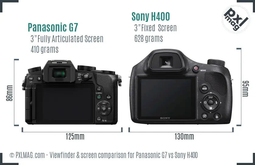 Panasonic G7 vs Sony H400 Screen and Viewfinder comparison