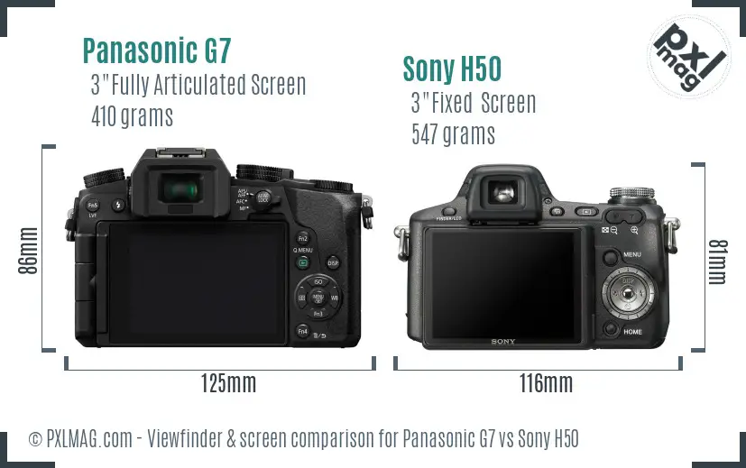 Panasonic G7 vs Sony H50 Screen and Viewfinder comparison Panasonic G7 vs Sony H50 Screen and Viewfinder comparison