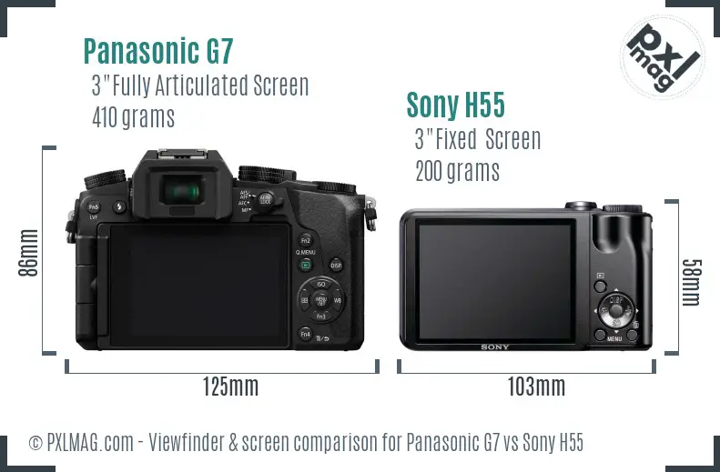 Panasonic G7 vs Sony H55 Screen and Viewfinder comparison