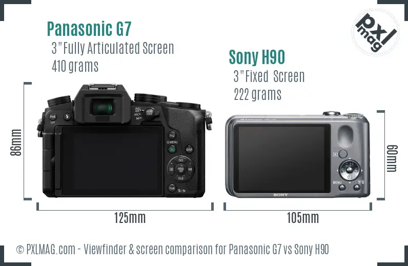 Panasonic G7 vs Sony H90 Screen and Viewfinder comparison