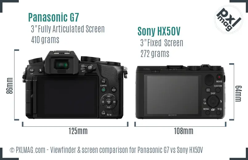 Panasonic G7 vs Sony HX50V Screen and Viewfinder comparison