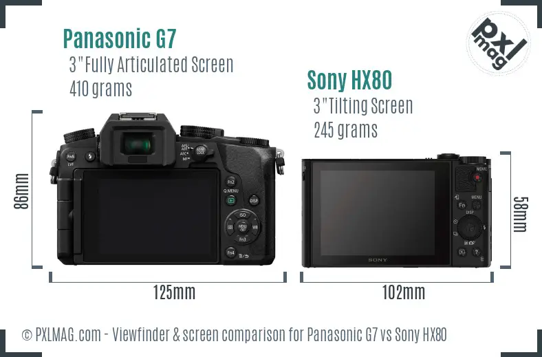 Panasonic G7 vs Sony HX80 Screen and Viewfinder comparison