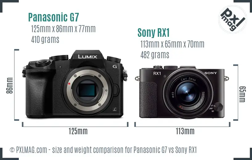 Panasonic G7 vs Sony RX1 size comparison Panasonic G7 vs Sony RX1 size comparison