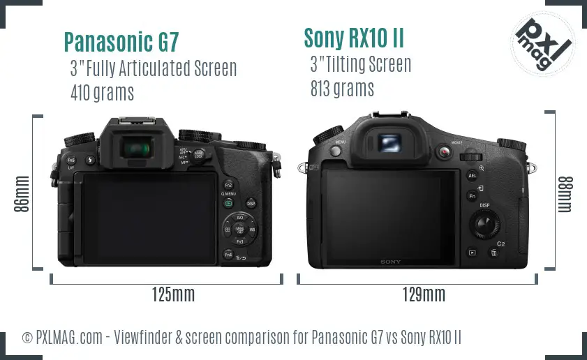 Panasonic G7 vs Sony RX10 II Screen and Viewfinder comparison