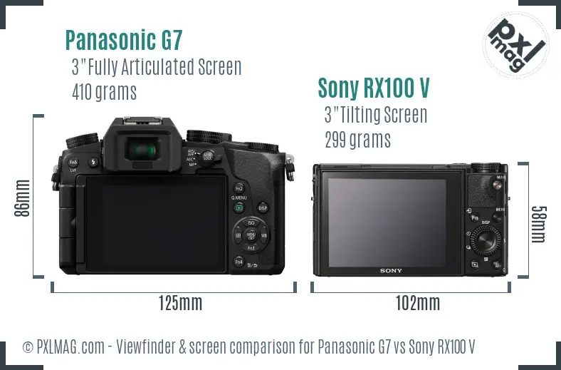Panasonic G7 vs Sony RX100 V Screen and Viewfinder comparison Panasonic G7 vs Sony RX100 V Screen and Viewfinder comparison