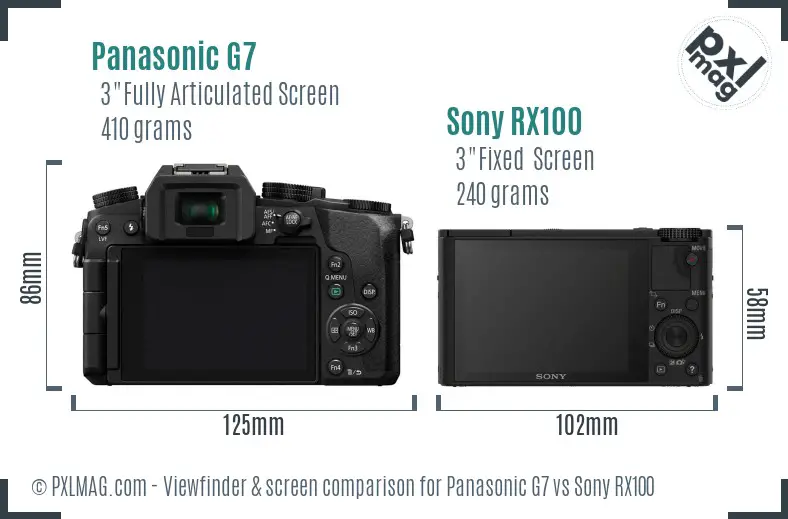 Panasonic G7 vs Sony RX100 Screen and Viewfinder comparison Panasonic G7 vs Sony RX100 Screen and Viewfinder comparison