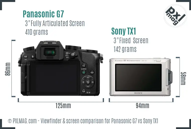 Panasonic G7 vs Sony TX1 Screen and Viewfinder comparison Panasonic G7 vs Sony TX1 Screen and Viewfinder comparison