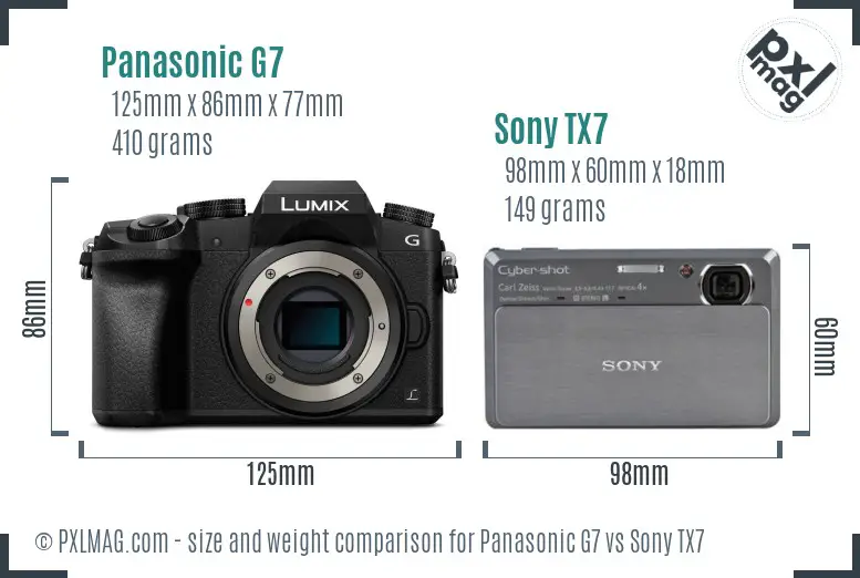 Panasonic G7 vs Sony TX7 size comparison