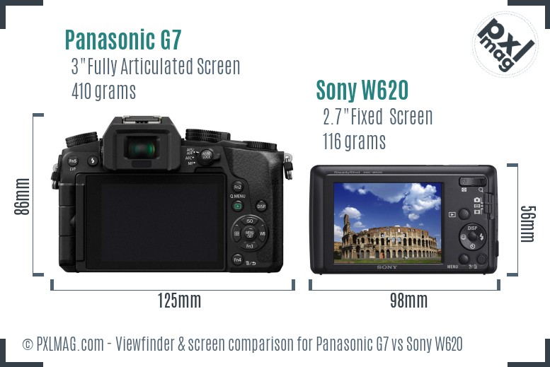 Panasonic G7 vs Sony W620 Screen and Viewfinder comparison