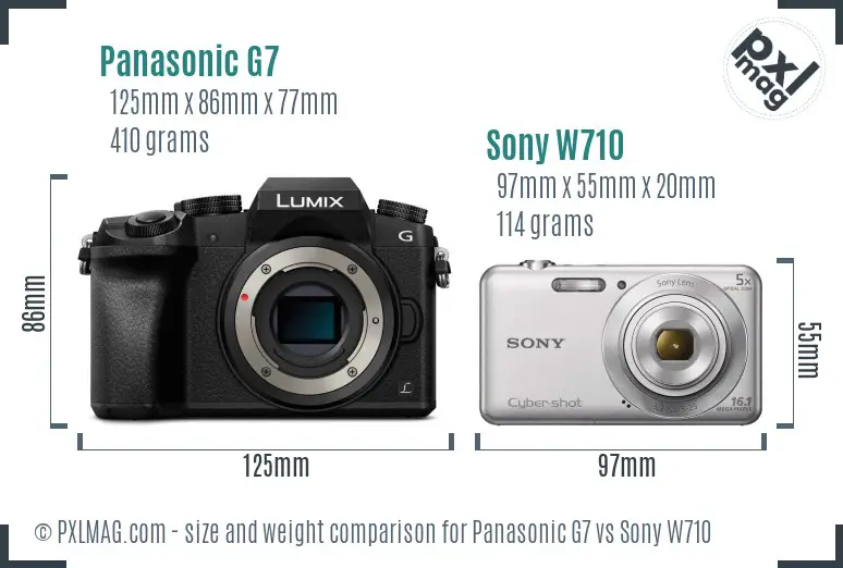 Panasonic G7 vs Sony W710 size comparison