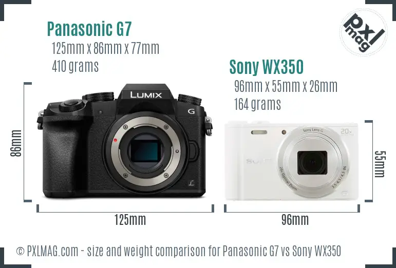 Panasonic G7 vs Sony WX350 size comparison Panasonic G7 vs Sony WX350 size comparison