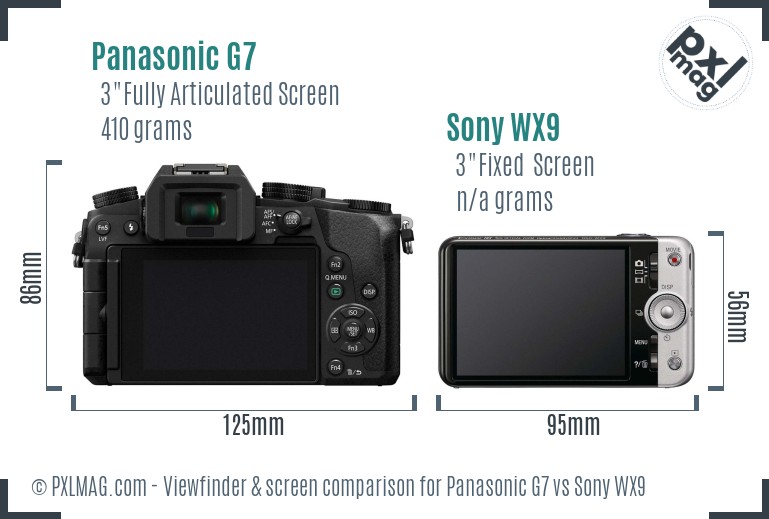 Panasonic G7 vs Sony WX9 Screen and Viewfinder comparison