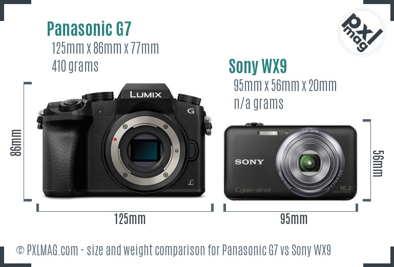 Panasonic G7 vs Sony WX9 size comparison