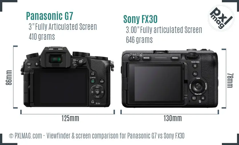 Panasonic G7 vs Sony FX30 Screen and Viewfinder comparison