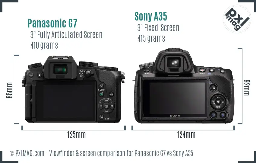 Panasonic G7 vs Sony A35 Screen and Viewfinder comparison Panasonic G7 vs Sony A35 Screen and Viewfinder comparison