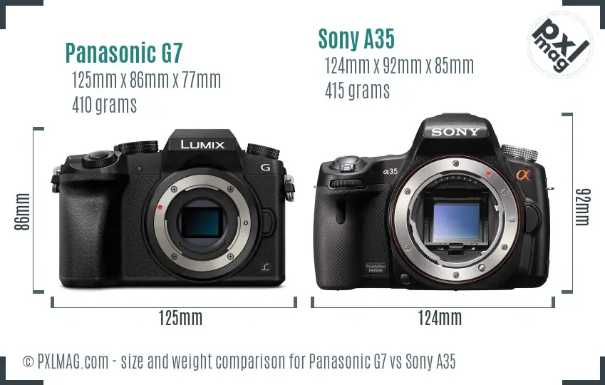 Panasonic G7 vs Sony A35 size comparison Panasonic G7 vs Sony A35 size comparison