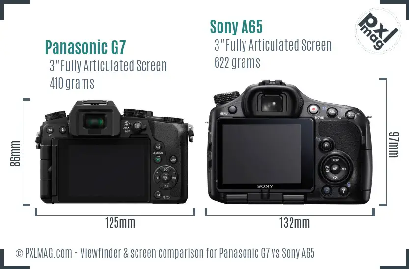 Panasonic G7 vs Sony A65 Screen and Viewfinder comparison