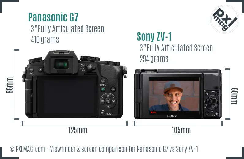 Panasonic G7 vs Sony ZV-1 Screen and Viewfinder comparison