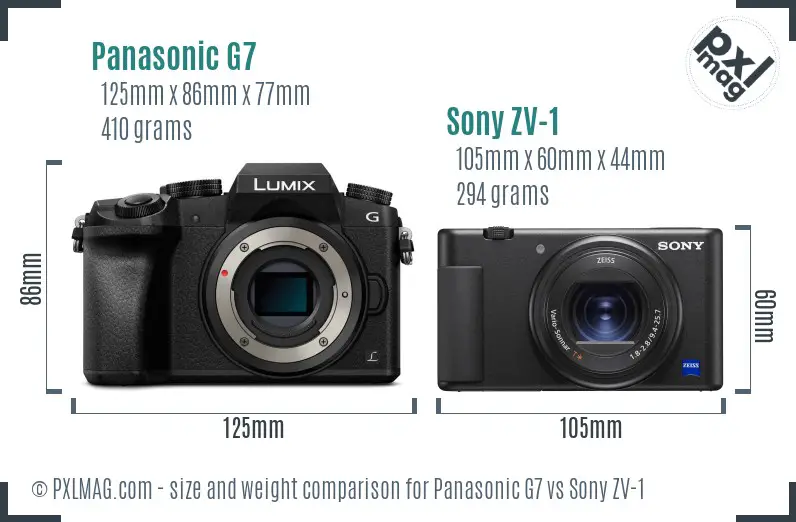 Panasonic G7 vs Sony ZV-1 size comparison