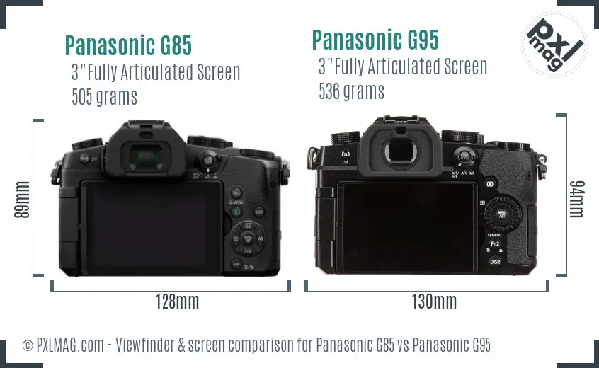 Panasonic G85 vs Panasonic G95 Screen and Viewfinder comparison
