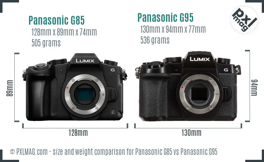 Panasonic G85 vs Panasonic G95 size comparison