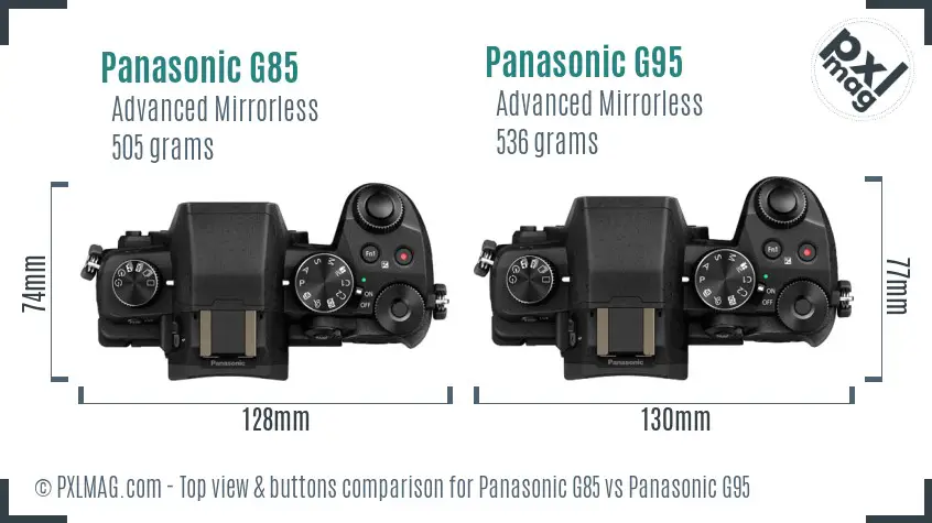Panasonic G85 vs Panasonic G95 top view buttons comparison