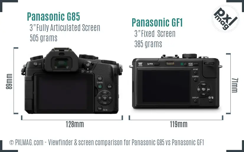 Panasonic G85 vs Panasonic GF1 Screen and Viewfinder comparison