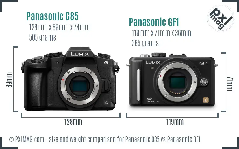 Panasonic G85 vs Panasonic GF1 size comparison