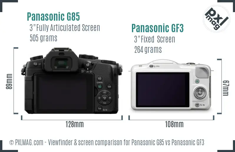 Panasonic G85 vs Panasonic GF3 Screen and Viewfinder comparison