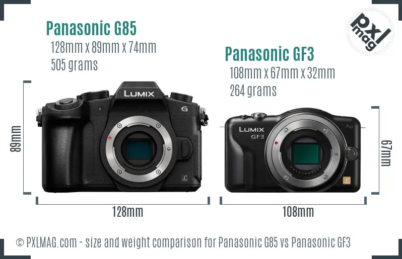 Panasonic G85 vs Panasonic GF3 size comparison
