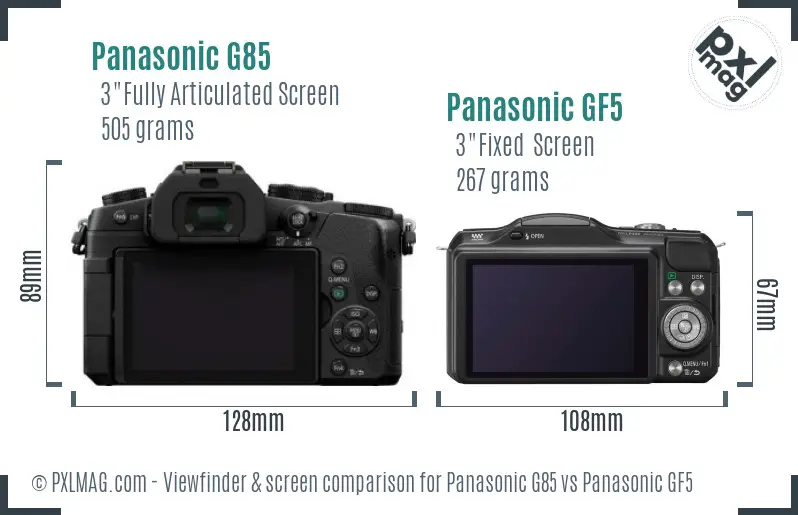 Panasonic G85 vs Panasonic GF5 Screen and Viewfinder comparison