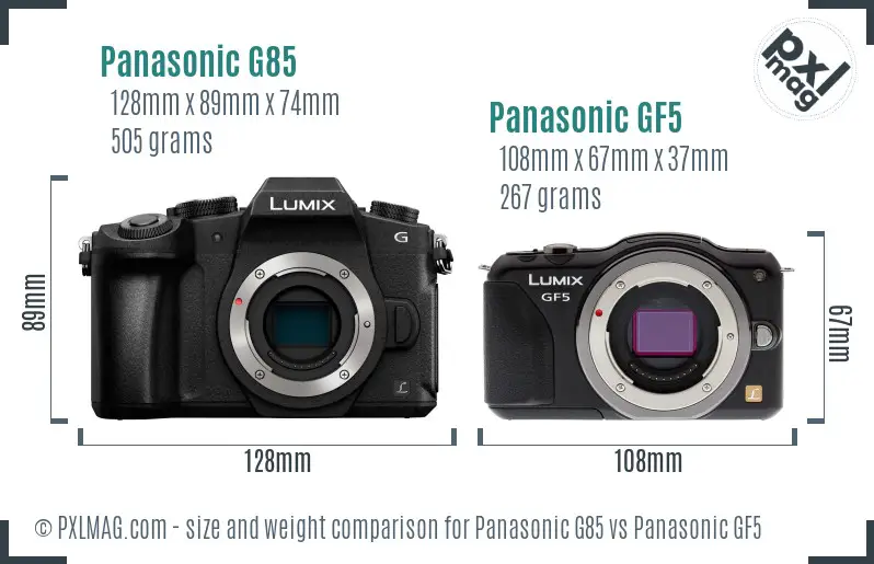 Panasonic G85 vs Panasonic GF5 size comparison