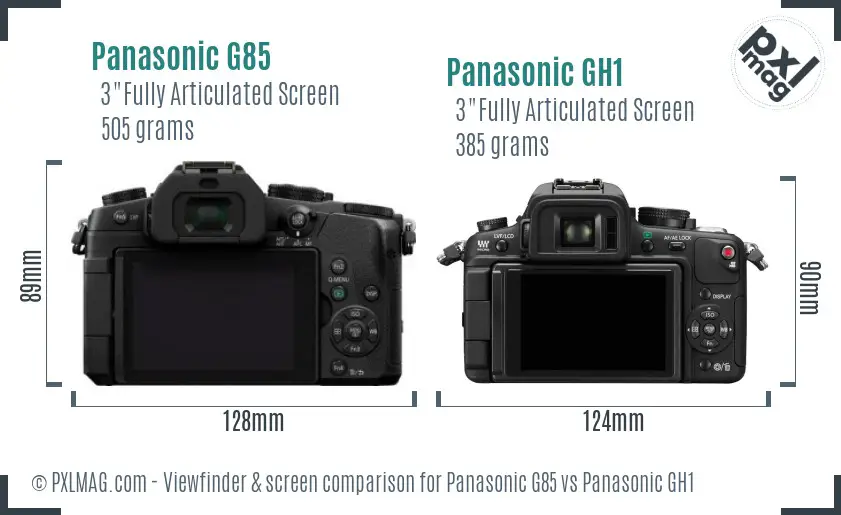 Panasonic G85 vs Panasonic GH1 Screen and Viewfinder comparison