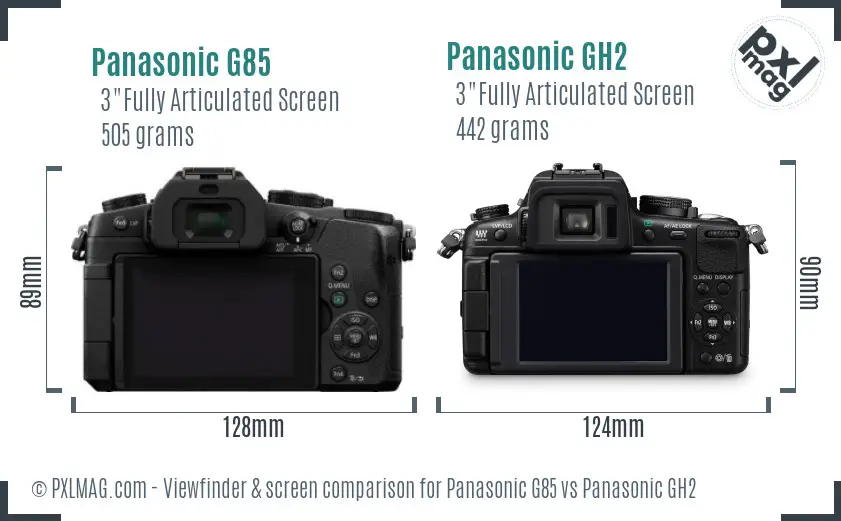 Panasonic G85 vs Panasonic GH2 Screen and Viewfinder comparison