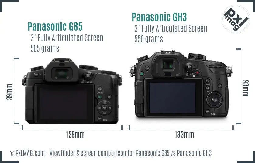 Panasonic G85 vs Panasonic GH3 Screen and Viewfinder comparison