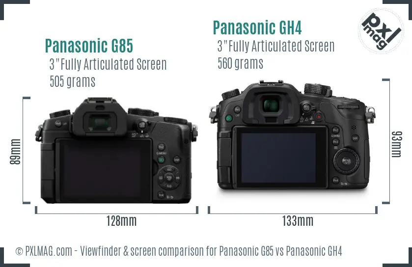 Panasonic G85 vs Panasonic GH4 Screen and Viewfinder comparison