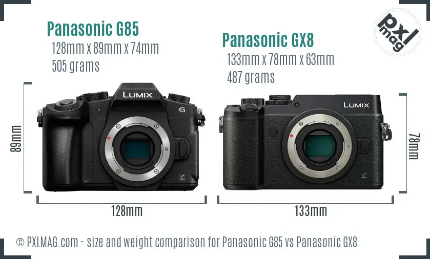 Panasonic G85 vs Panasonic GX8 size comparison