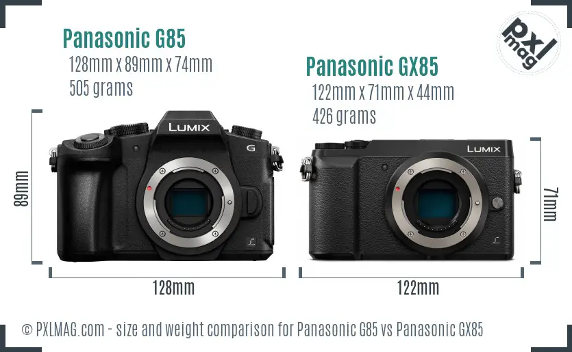 Panasonic G85 vs Panasonic GX85 size comparison