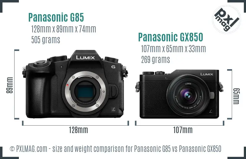 Panasonic G85 vs Panasonic GX850 size comparison